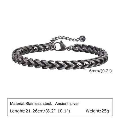 Vintage Chain Bracelets for Men, Boys. Byzantine Stainless Steel Braided Link Wristband,Retro Jewelry for any occasion but PERFECT FATHERS DAY Gift