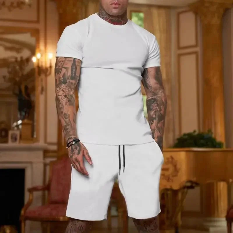 Fashionable and Casual Summer Outdoor Sports shirt and shorts.  Men's Breathable T-Shirt/ Shorts Casual and Fashionable Two-Piece Set Tracksuit