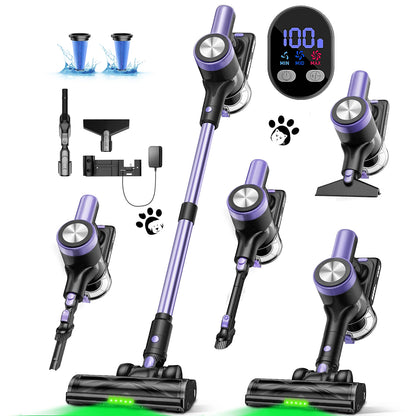 500W/55KPA Self-Standing Cordless Vacuum Cleaner,60 Mins Handheld Vacuum Cleaners,Smart LED Screen Vacuum for Carpet/Pet Hair