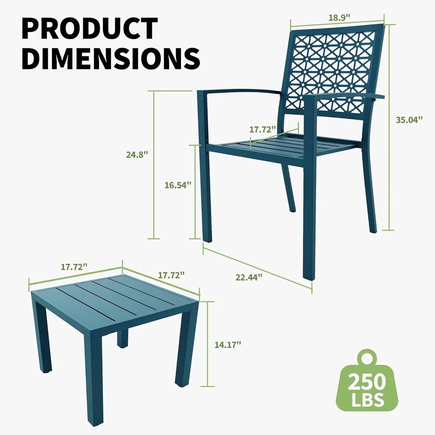 Patio Bistro Set,  3 Piece, Bistro Table and Chairs (Set of 2 ) Outdoor, Small Patio Furniture Sets with Coffee Table Garden Supplies,