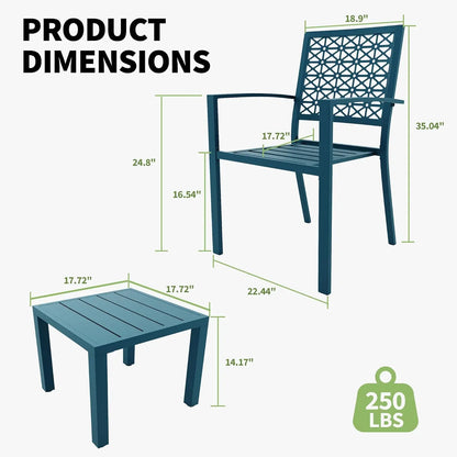 Patio Bistro Set,  3 Piece, Bistro Table and Chairs (Set of 2 ) Outdoor, Small Patio Furniture Sets with Coffee Table Garden Supplies,