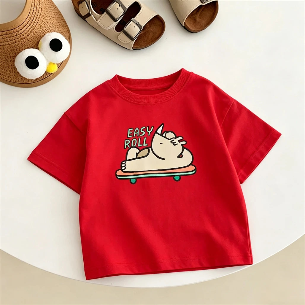 Lovely T-Shirt  for Children,  New Fashion Casual Clothes Printed Short-sleeved Tops Thin Round Neck Base Shirt For Baby Boys Girls.  LEMON YELLOW is  gone in 2 sizes.  They are 24M and 3T.  Everything else is GOOD!!!