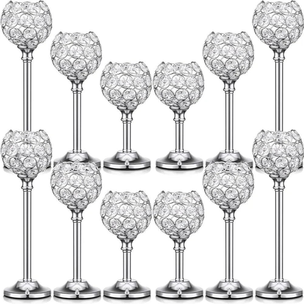 1Pcs Modern Crystal Tealight,  Metal Candle Holders,  Wedding Party, Church Deco,  Dinning Table Centerpieces Candlestick Decoration