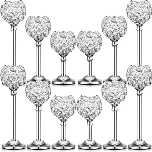 1Pcs Modern Crystal Tealight,  Metal Candle Holders,  Wedding Party, Church Deco,  Dinning Table Centerpieces Candlestick Decoration