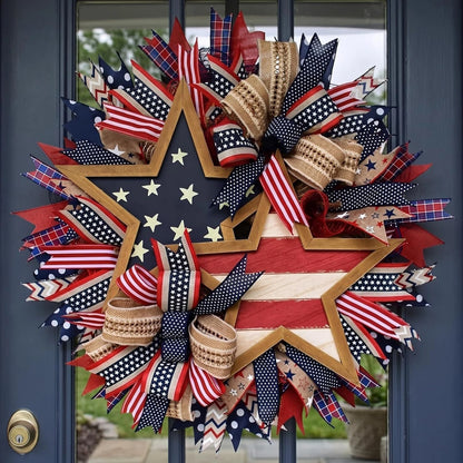 16 Inch 250th Anniversary Patriotic Wreath.  American Flag Theme,  Garland for Patriotic  Day s.  Window /Wall Decoration