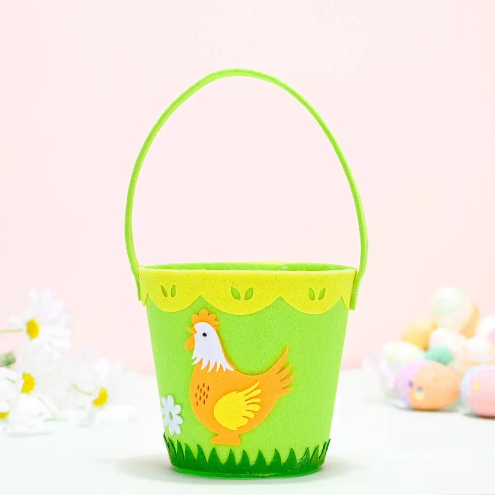 2025 Non-woven Fabric Easter Basket,  Kids Color Eggs Bucket, Welcome Spring Insect Butterfly Party, Happy Easter