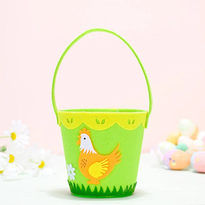 2025 Non-woven Fabric Easter Basket,  Kids Color Eggs Bucket, Welcome Spring Insect Butterfly Party, Happy Easter
