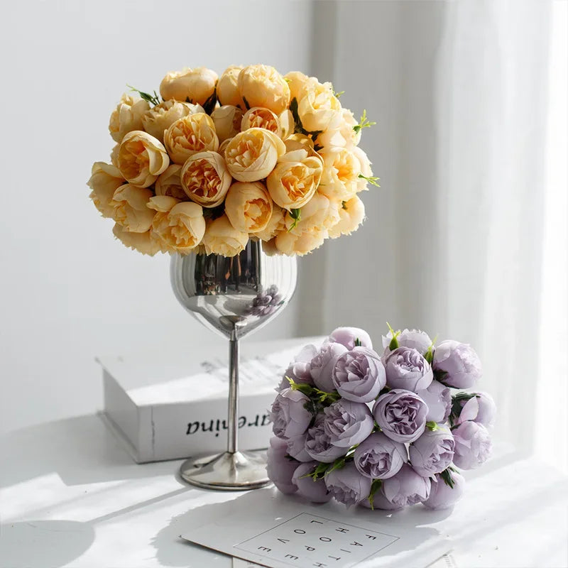 Rose Pink Peony Artificial Flowers, Silk Bouquet.  for Table Vase Arrange Home , Valentines Day, Wedding , Etc.