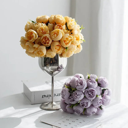 Rose Pink Peony Artificial Flowers, Silk Bouquet.  for Table Vase Arrange Home , Valentines Day, Wedding , Etc.