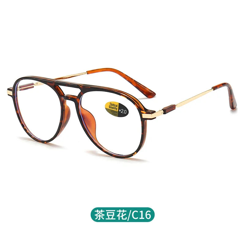 Pilot Large Frame Anti Blue Light Reading Glasses Men /Women Fashionable Light with High-Definition Youthful with High Quality Presbyopia Several color RX? Combinations are gone but the others are VERY Available.  Good, Class