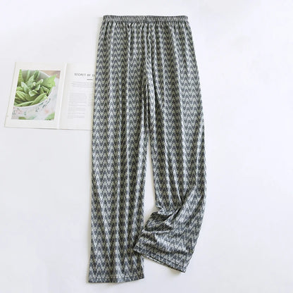 Men's Stylish Summer Pajama Pants, Thin, Loose, Breathable,  Air-Conditioned Pants with Elastic Waist