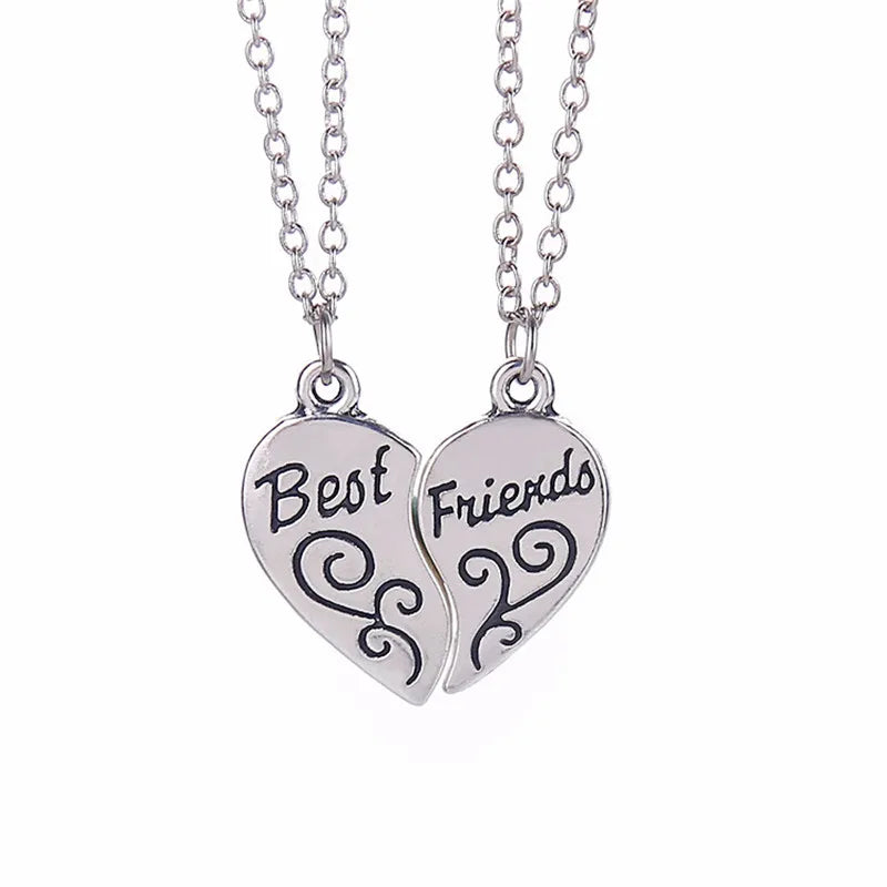 2pcs/set Splicing Necklace.  Heartbroken Pendant Necklace Men And Women Best Friends BFF Friendship Birthday Jewelry Gift