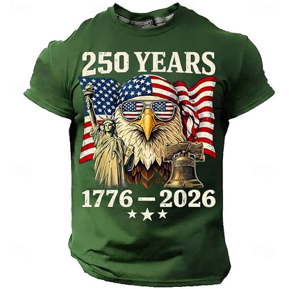 America 250th Birthday Eagle Flag 250 Years 1776-2026,  PRINTED Unisex Men's  and Womens T-Shirt, Casual  Vintage -style Clothing