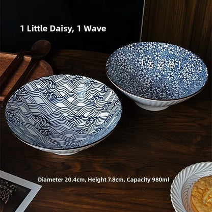 Large Size Hand-Painted Japanese Bowl for Soup,  Ramen, Etc.