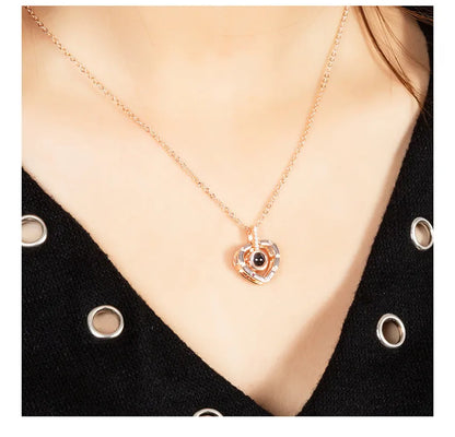 Projection Necklace 100 Languages  for I Love You. Pendant Necklaces For Lover Girlfriend, Creative, Couples Romantic Jewelry Gifts