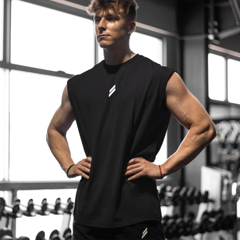 NEW Summer Fitness Sports Tank Top  for Men.  Breathable,  Loose Mesh Training,  Sleeveless T-shirt.   Quick Drying vest mens  Fitness Clothing