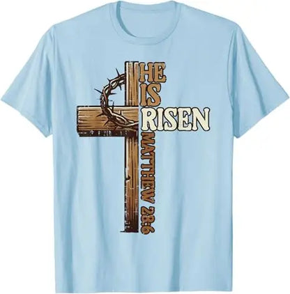 Easter Cross,  He Is Risen, Jesus/ Christian,  Men /Women T-Shirt, Bible verse John 3:16.