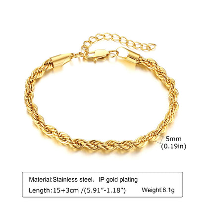 Waterproof Stainless Steel Chain Bracelets For Women.  Gold Plated Fashion and   Stackable Link Bracelet Gifts.  Great Gift for MOTHERS DAY