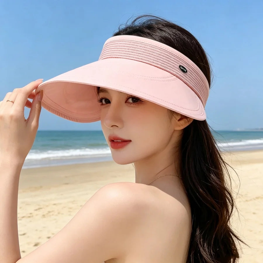 Summer Sun Protection. Essential Large Brim,  Open-Top Sun Hat, Uv Protection + Hair-Friendly Design, Versatile and Easy to Match with Any Outfit.
