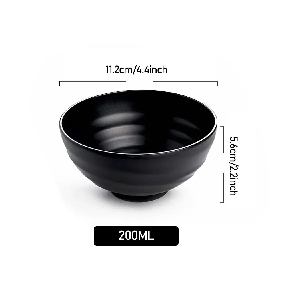 Fancy family Black Frosted Melamine.  Japanese Style Beef Ramen Bowl with Bamboo Hat Shape . Soup Bowl Tableware