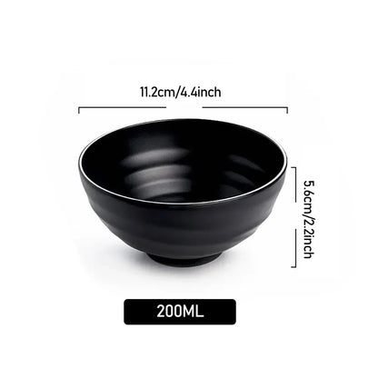 Fancy family Black Frosted Melamine.  Japanese Style Beef Ramen Bowl with Bamboo Hat Shape . Soup Bowl Tableware
