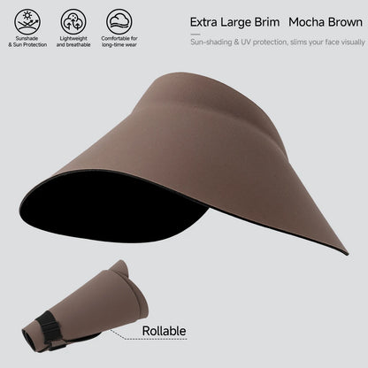 Women's Sun Top Hat with UV Protection, Seamless One-Piece Visor, Wide Brim for Full Shade, Hollow Top Sun Cap.  IVORY is Available and Just a few Brown.