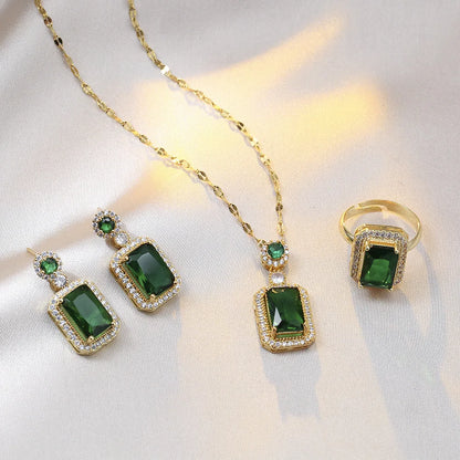 4PC  Set of Exquisite Quadrate Rhinestone Necklace Earrings Ring.  Jewelry  ( Fashion ) Bridal Gifts, MOTHERS DAY!!!
