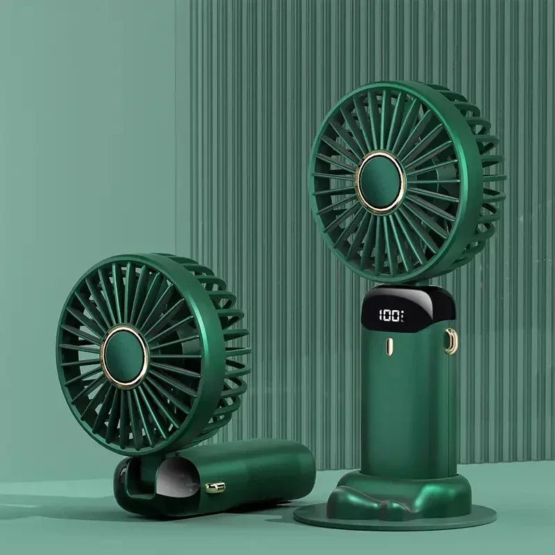 Portable Handheld Personal Rechargeable Fan with  LED Digital Display.  90°Adjustable, 5 Speed Wind Mini Aromatherapy
