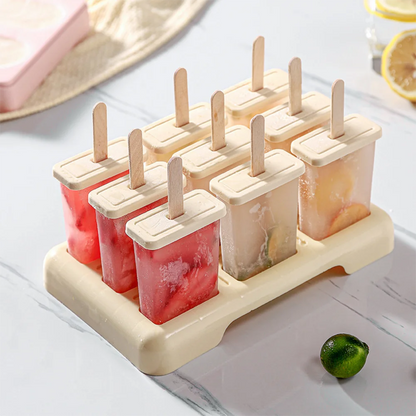 Ice Cream Popsicle Mold, DIY Ice Cream Machine,  Homemade Ice Box with Plastic Stick,  Ice-lolly Mold, Ice Cube Tray.