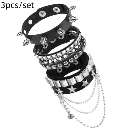 1 Set Bracelets For Men and  Women.   Spike,  Rivets, PU Leather Bracelet Bangles,  Jewelry Gift
