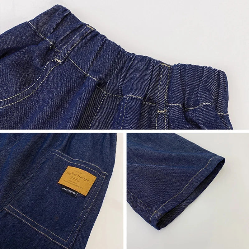 Boys Summer Fashion Denim Shorts, Casual, Loose, Thin,  Knee-Length Trousers for 3-12 Years, Outdoor Jeans /Pants