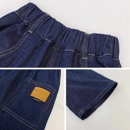 Boys Summer Fashion Denim Shorts, Casual, Loose, Thin,  Knee-Length Trousers for 3-12 Years, Outdoor Jeans /Pants