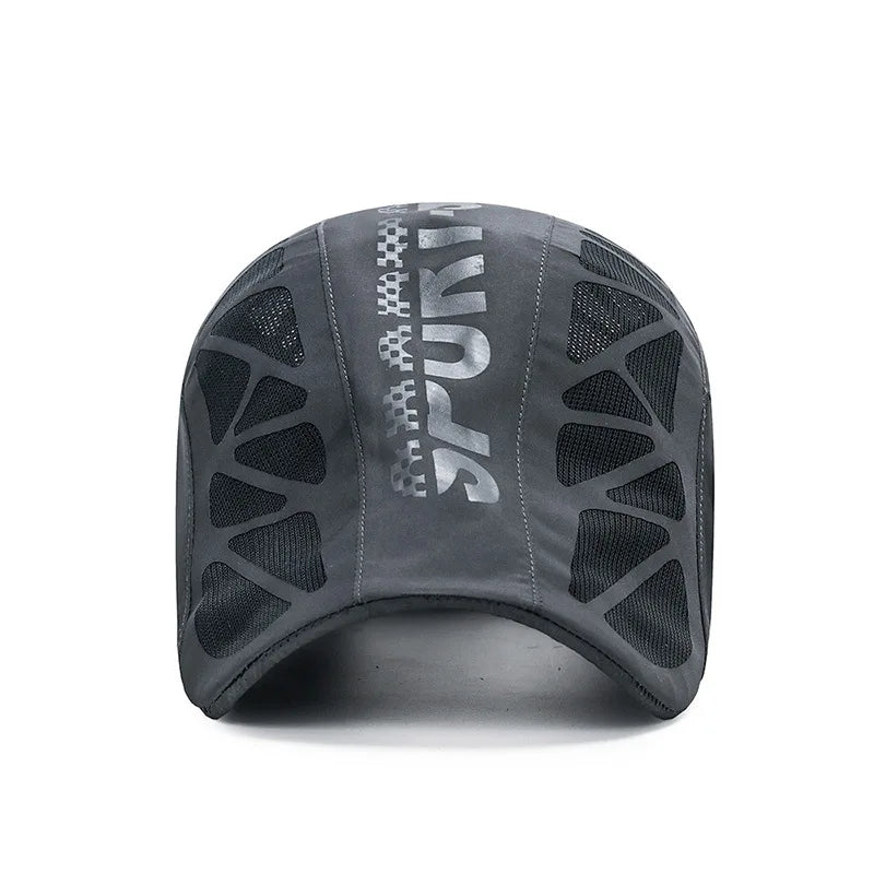 MenS  Quick- Dry Hat.  Golf,  Driving ,Cycling, All Sports.   Letter Print Newsboy Flat.  Summer Baseball Caps  thats Breathable,  Net,  Mesh Sunhat. There are 2 Colors with some availability and a they are NAVY and GRAY.  Co