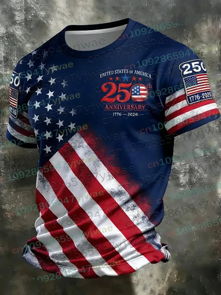 America 250th Anniversary 3D Print Mens TShirt USA Flag 1776–2026 Patriotic American Independence Day Apparel  and any other Patriotic Holiday, or everday just because.