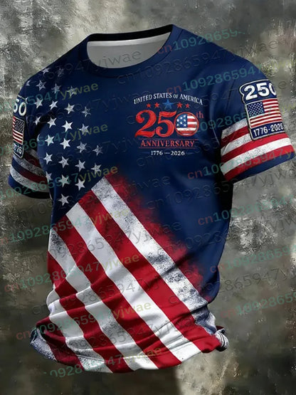 America 250th Anniversary 3D Print Mens TShirt USA Flag 1776–2026 Patriotic American Independence Day Apparel  and any other Patriotic Holiday, or everday just because.