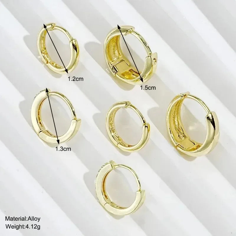 3 Pairs Stainless Steel Crystal Zirconia Hoop Earrings for Women Trendy Simple Gold Plated Circle Punk Earrings Piercing Jewelry