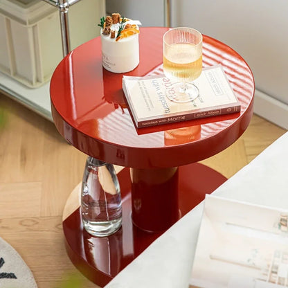 Creative Solid Wood Sofa Side Table, Red Coffee Table, Home Furniture