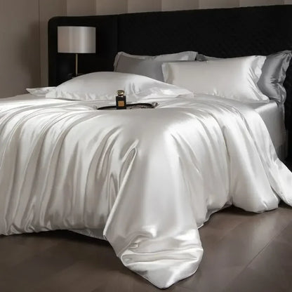 Natural Mulberry Silk Bedding Set  including Duvet Cover, 2pcs Pillowcases,  King /Queen Size Bedding Cover, 4pcs Bed Cover Bed Linen Sets
