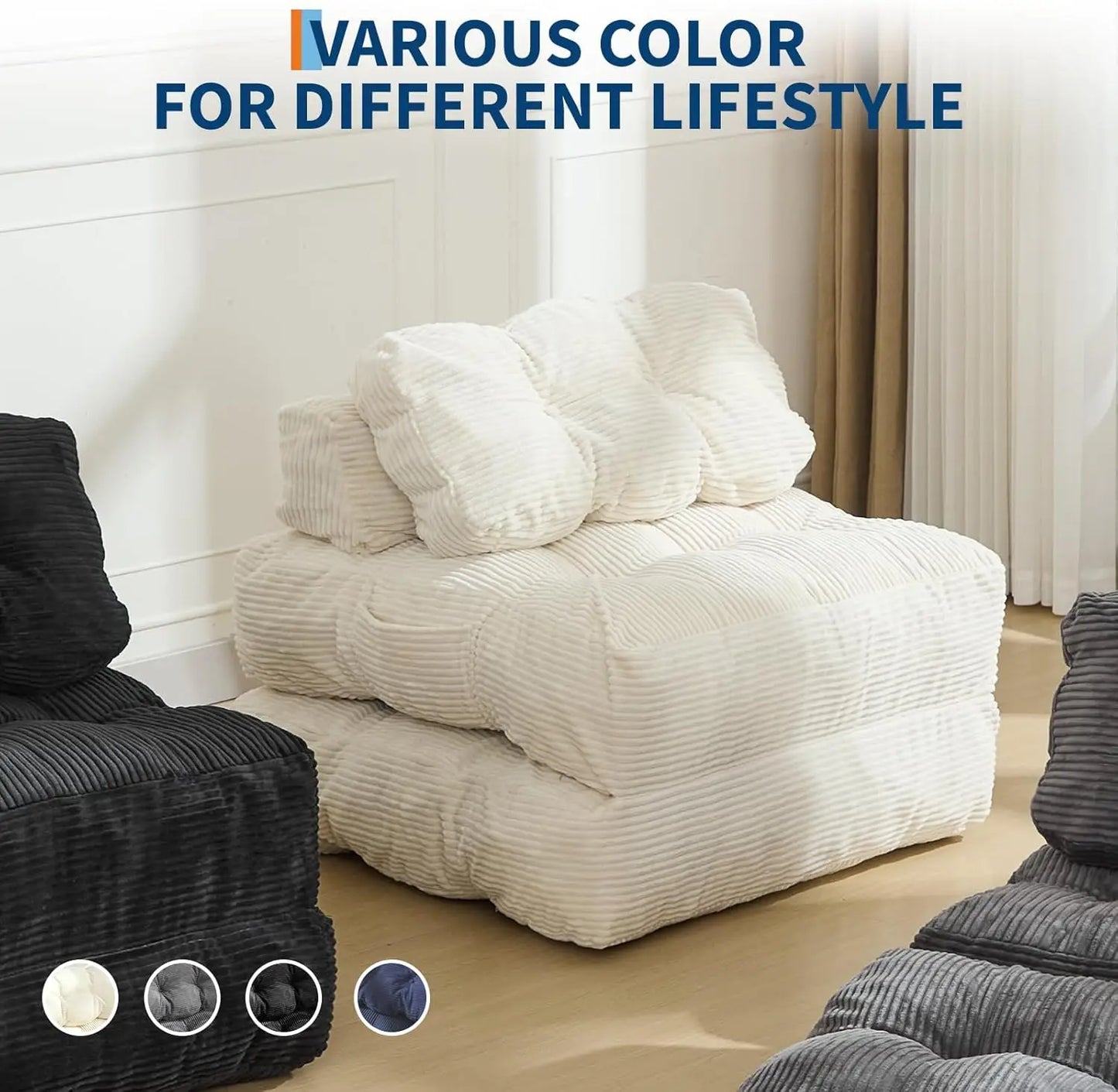 3-in-1,  34" Folding Sofa Bed with Pillow.  Boneless Matress with Back Support  and Comfy Portable Convertible Sleeper Chair.