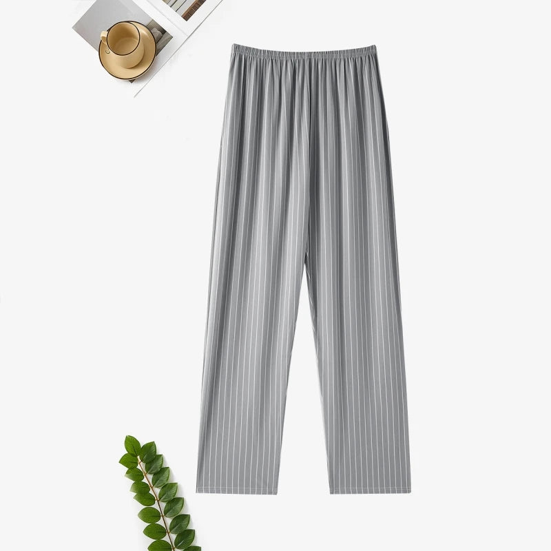 Men's Stylish Summer Pajama Pants, Thin, Loose, Breathable,  Air-Conditioned Pants with Elastic Waist