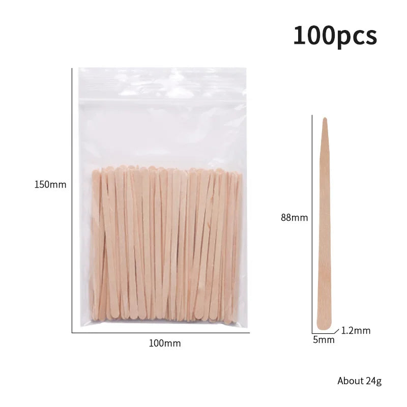 100 Pcs Spatulas Disposable Wood Stick Beauty Spatulas Log Hair Removal Wax Coating and Scraping Tool Beauty Wooden Sticks