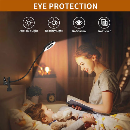 48 LEDs Clip on Desk Lamp 360°Flexible Gooseneck Reading Table Light.  Eye-Caring USB Clamp Light