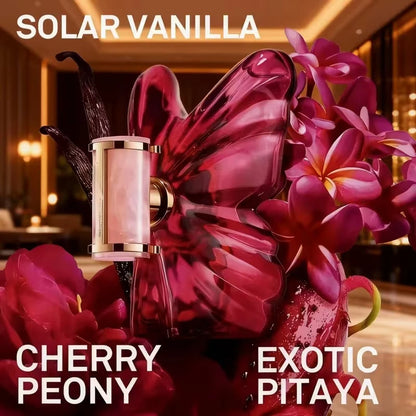 LA Bom. b.A 2.7oz female perfume, fresh flower and fruit fragrance, dragon fruit integration, unique butterfly design