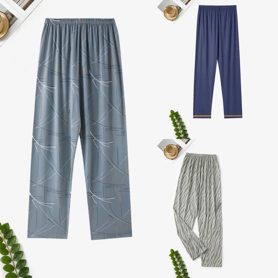 Long Pajama Pants  and Men's Spring, Summer and Autumn Loose wearable plaid prints, some solids.