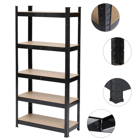 5 Tier Heavy Duty Metal Shelving ,Garage Storage Shelf, Black