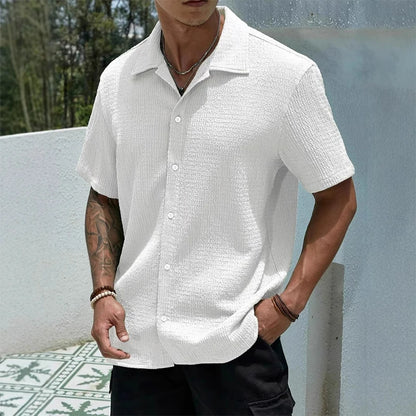 Men's Casual Shirt Summer Short Sleeve Male Clothing Hip Hop Streetwear Plus Tops Black White Tee Fashion Baggy Shirt For Men