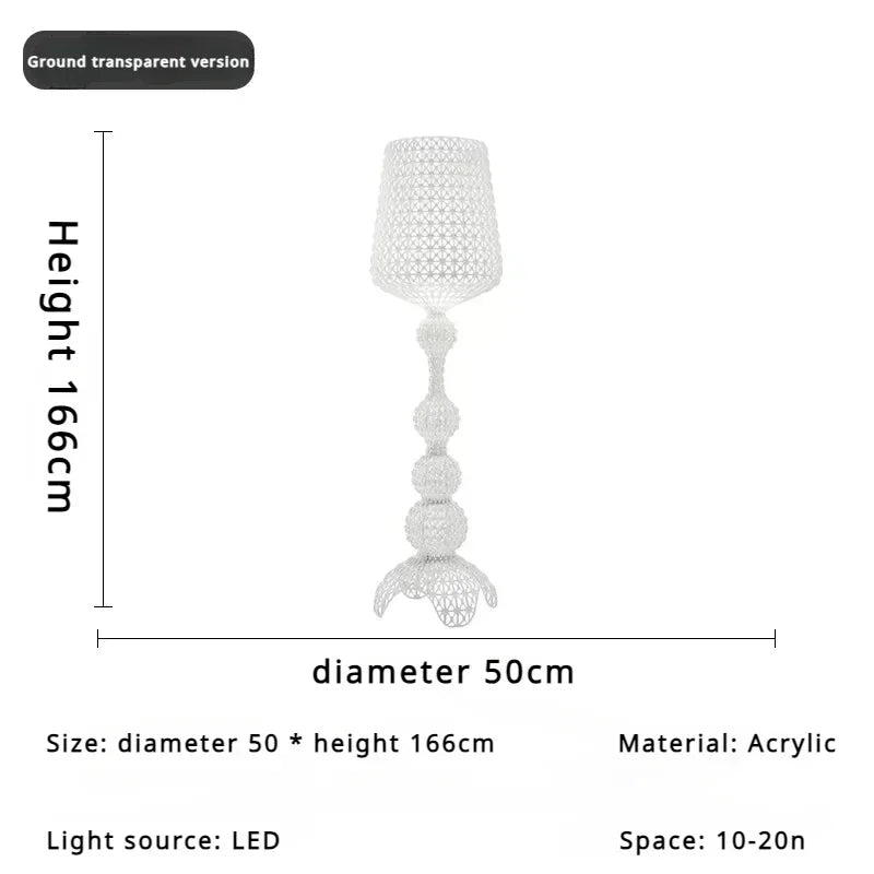 Italian hollow floor lamp acrylic retro atmosphere, wine glass lamp suitable for bedroom sofa