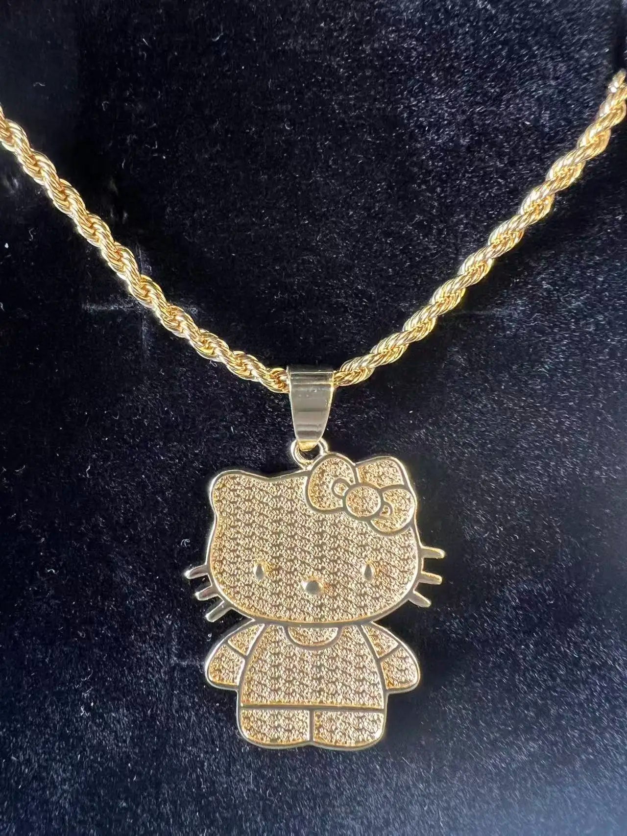 18K Gold Filled Rope Chain Necklace Nugget Heart Pendant