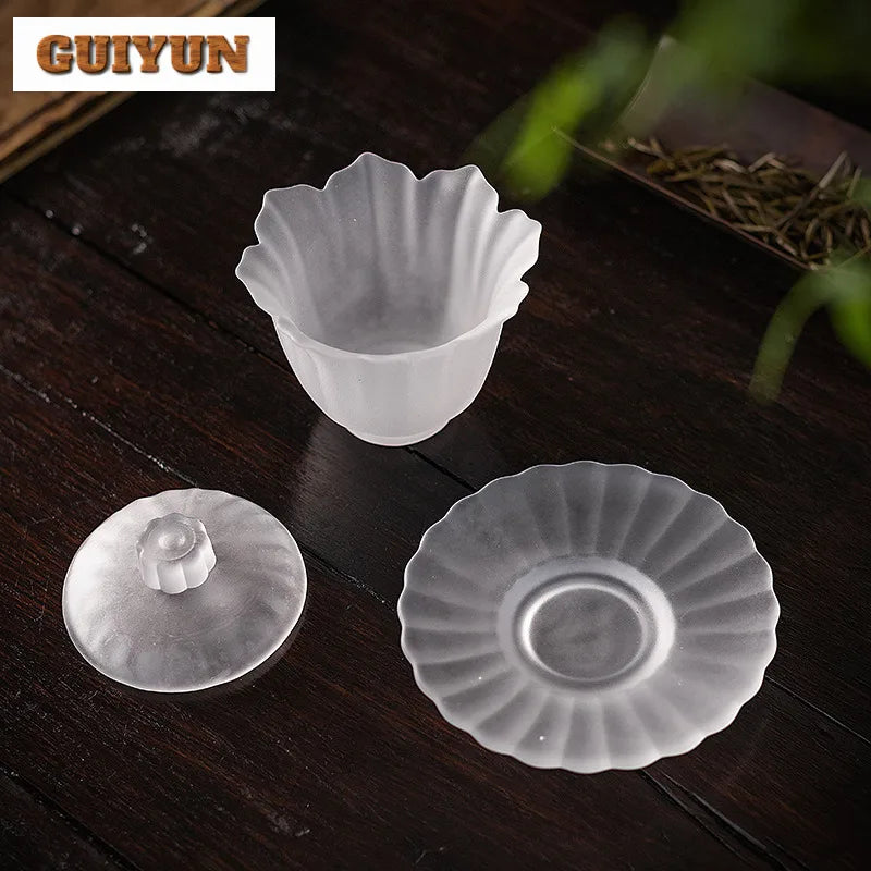 High-end Transparent Thick Glass Tea Tureen,  Tea Maker,  Dispenser,  Cover Bowl,  Tea Bowl With Saucer Set