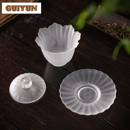 High-end Transparent Thick Glass Tea Tureen,  Tea Maker,  Dispenser,  Cover Bowl,  Tea Bowl With Saucer Set